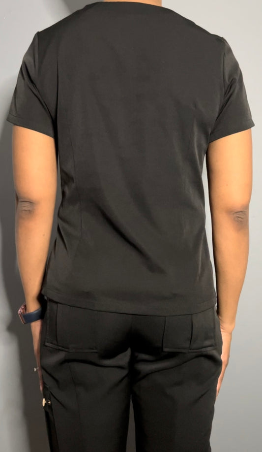 Black Scrub Top (Half Zipper)
