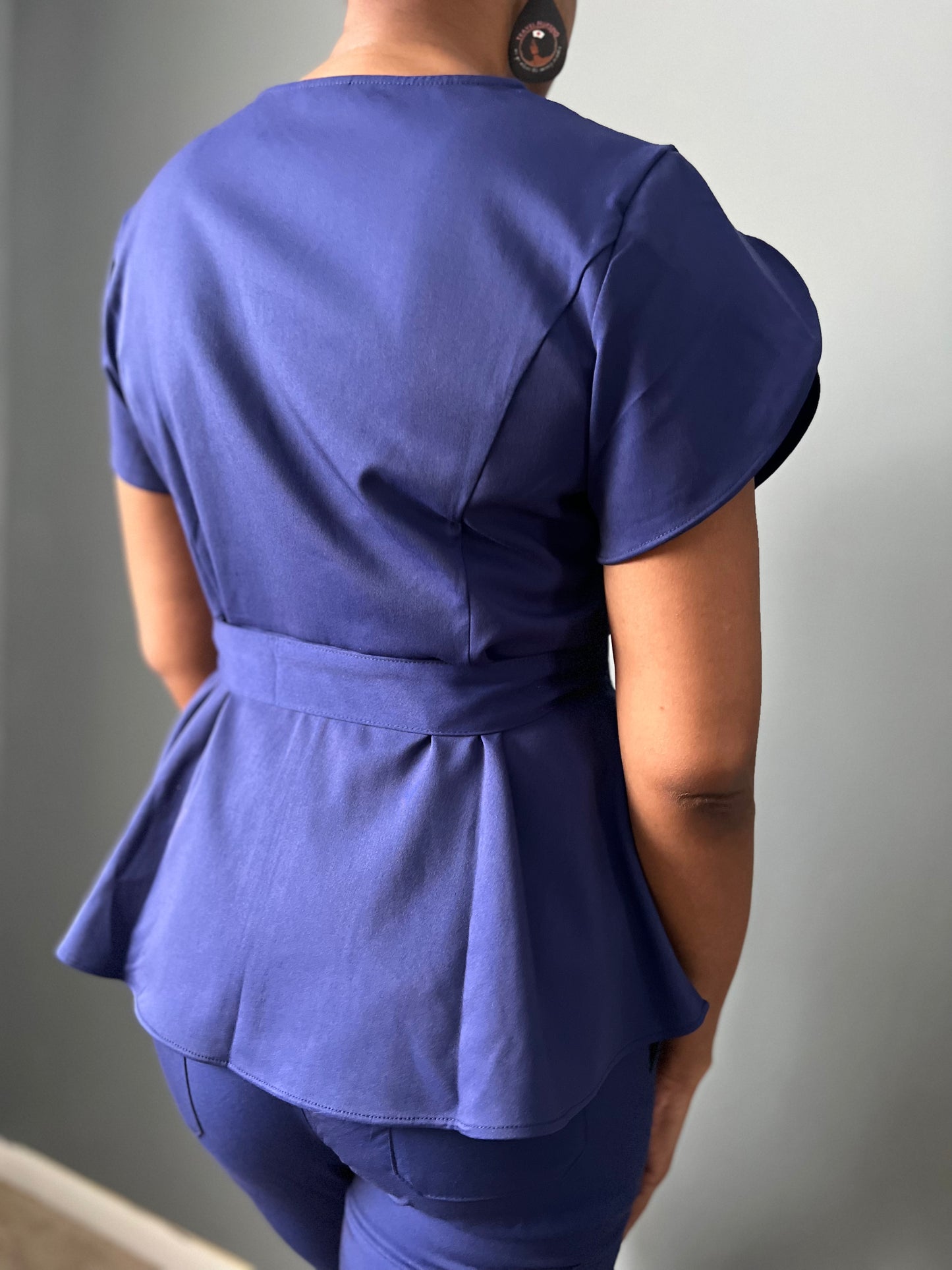 Pleated Zipper Top-Navy