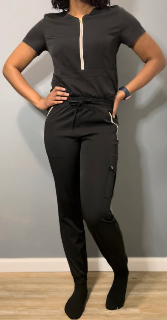 Black Jogger Scrub Set