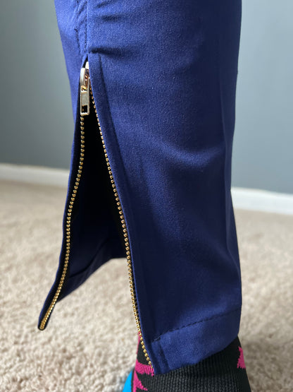 Zipper pants-Navy