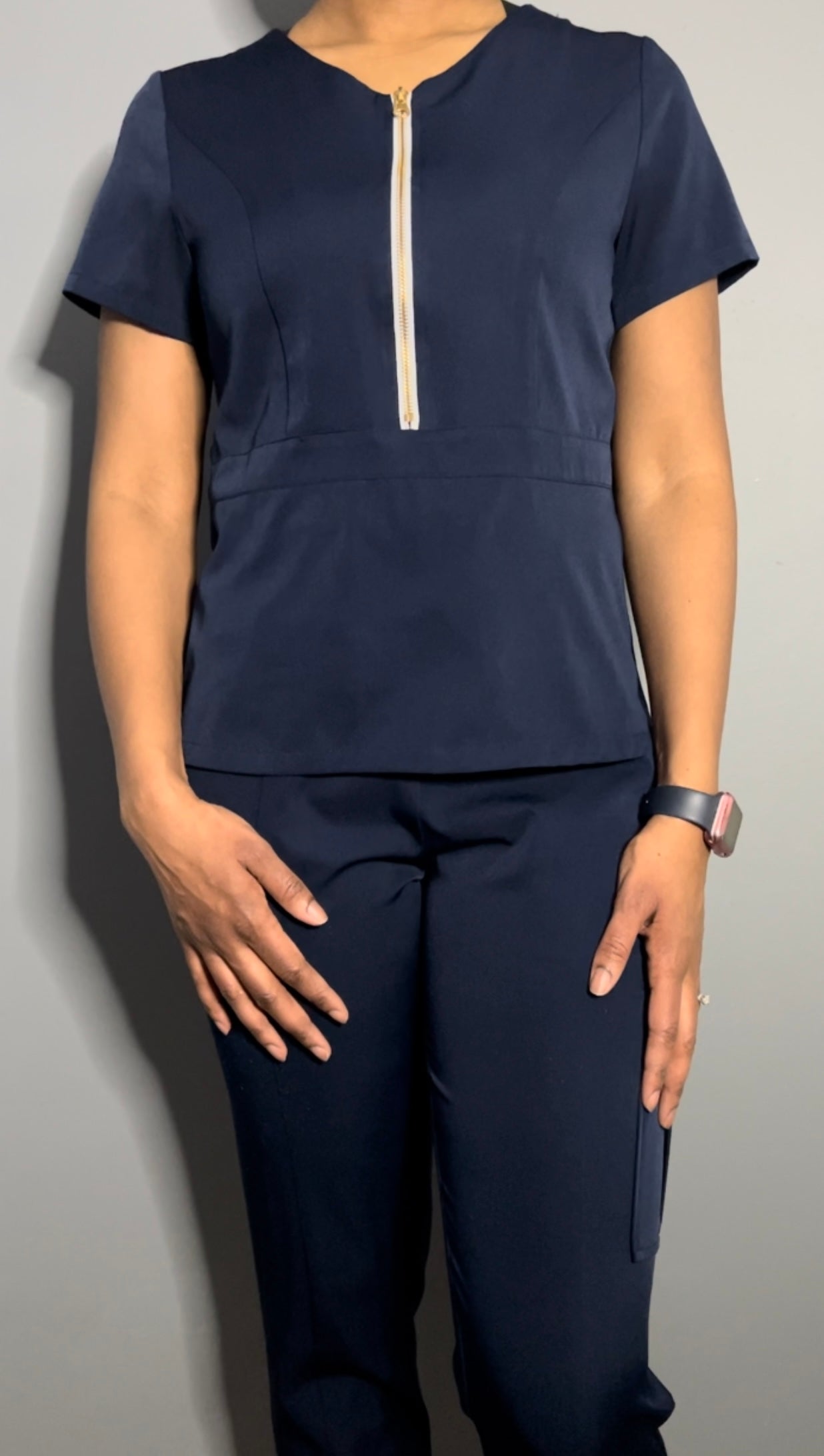 Navy Scrub top (Half zipper)