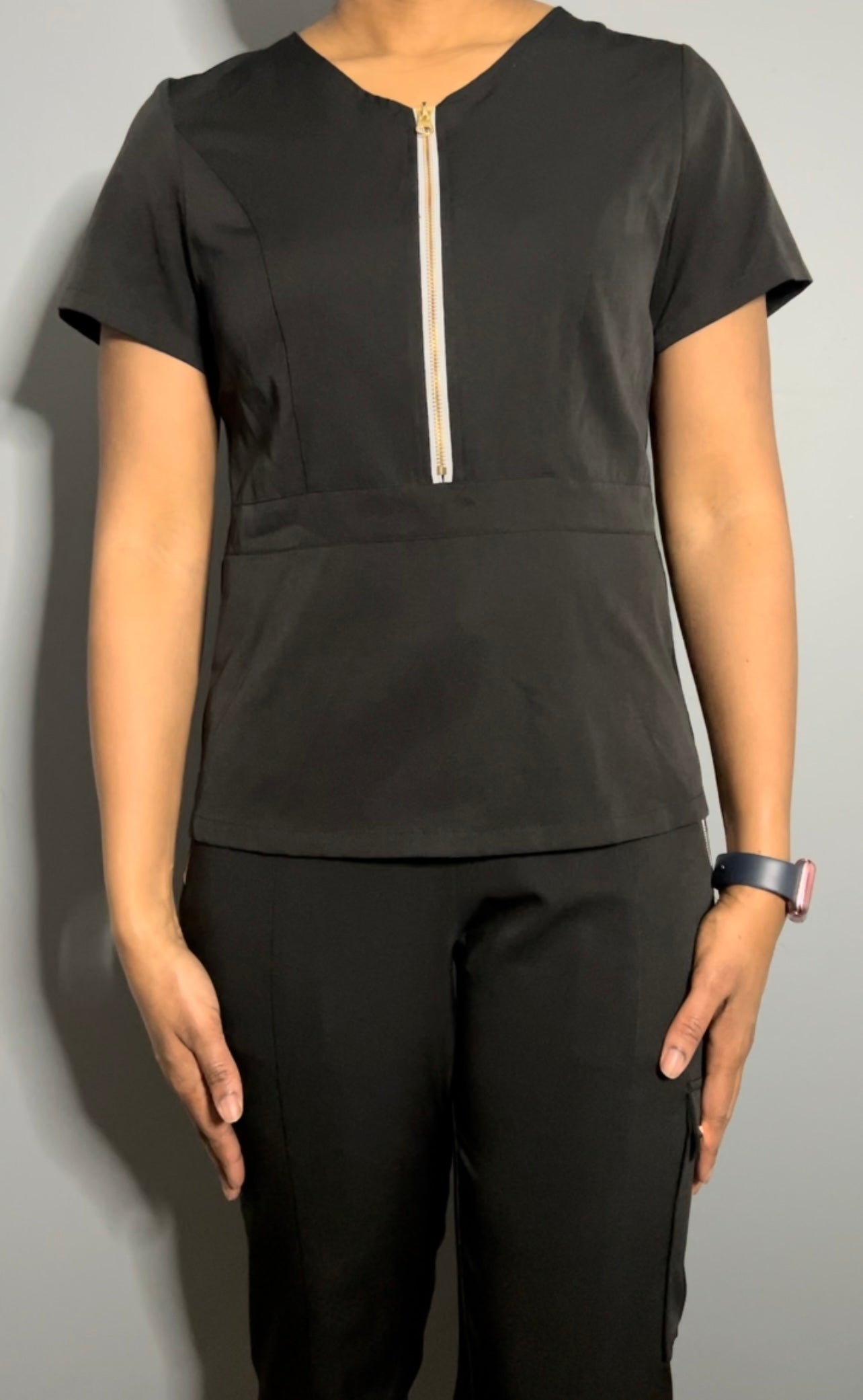 Black Scrub Top (Half Zipper)