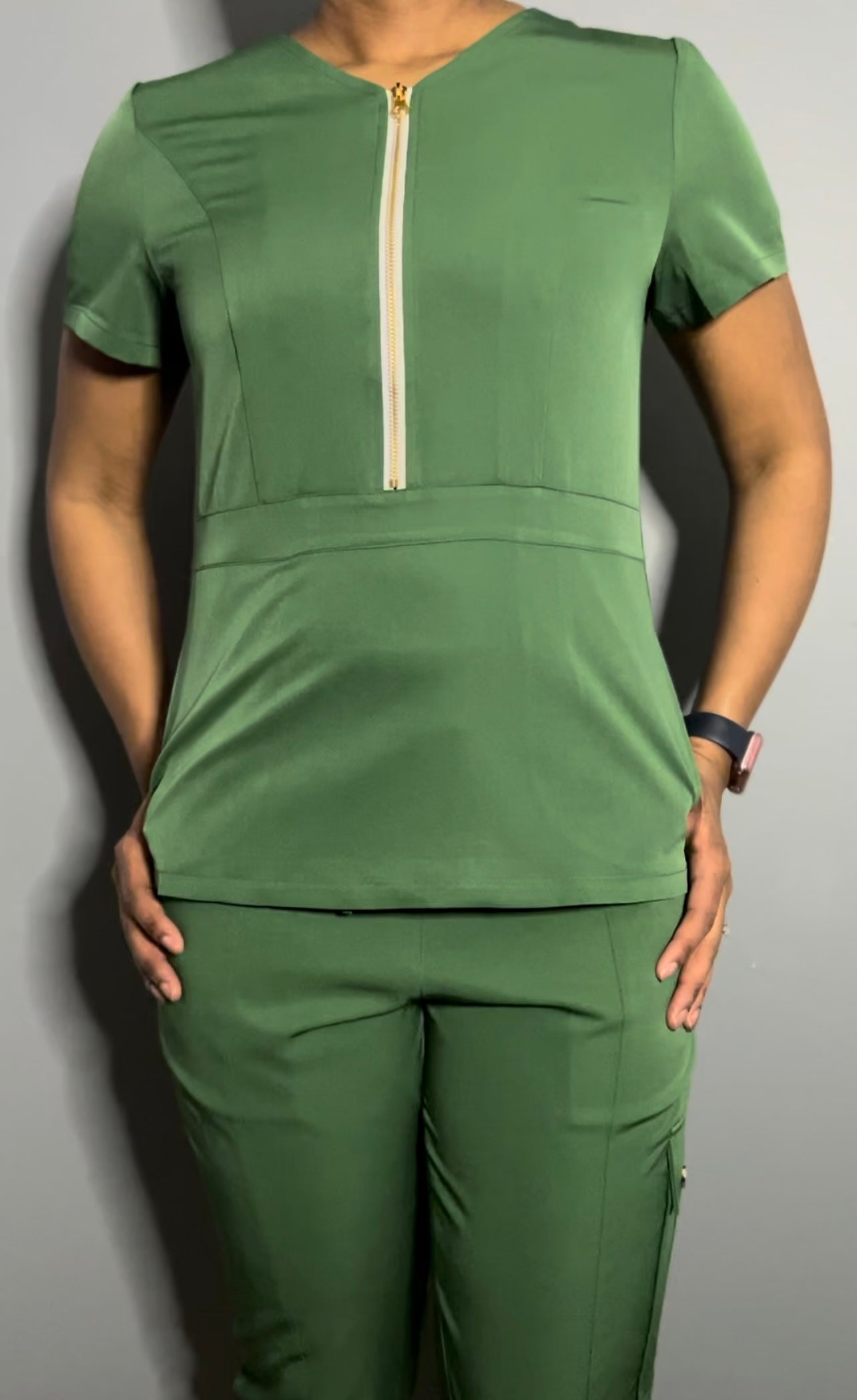 Green Scrub top (Half zipper)