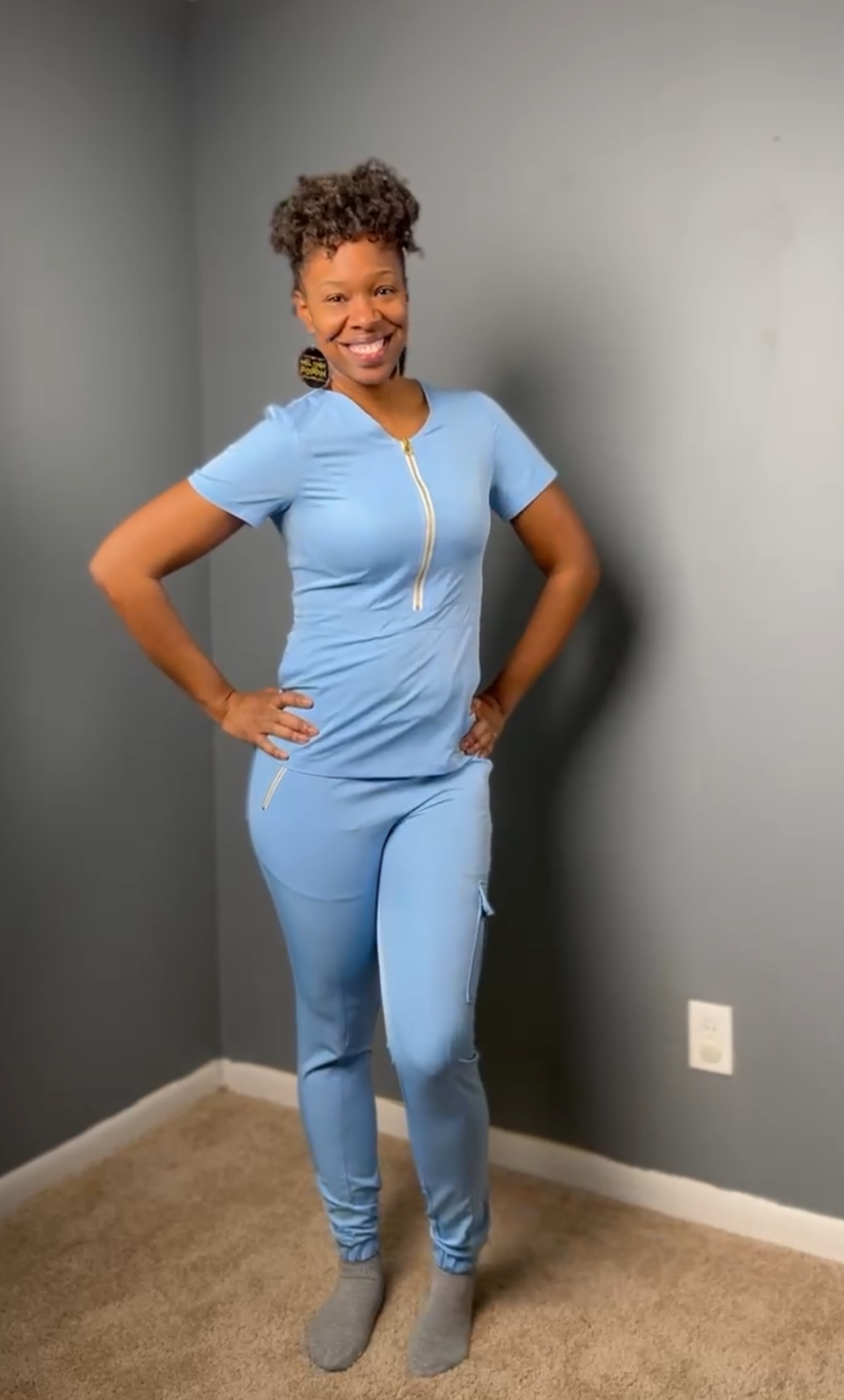 Light Blue Jogger Scrub Set