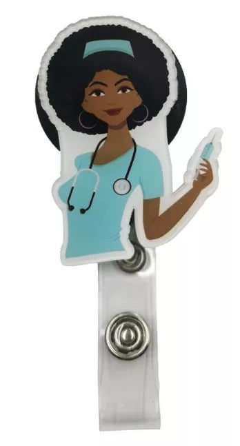 Nurse with Afro and syringe